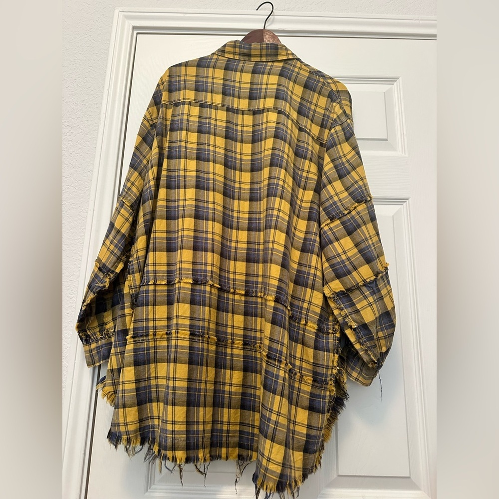 Easel Bad Little Country Girl Tina Plaid Shacket Shirt Dress M Yellowstone/Boho - Picture 11 of 13